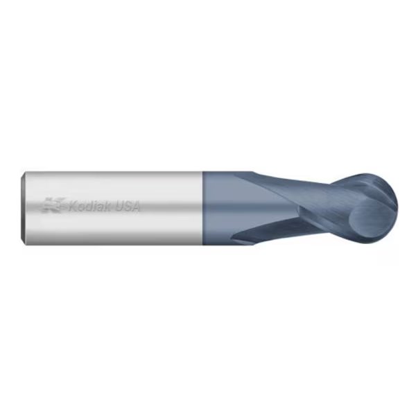 1/4 2 Flute Carbide Endmill Single End Ball Nose Stub ALTIN Coated, Kodiak Cutting Tools, Mfr#: 5432702